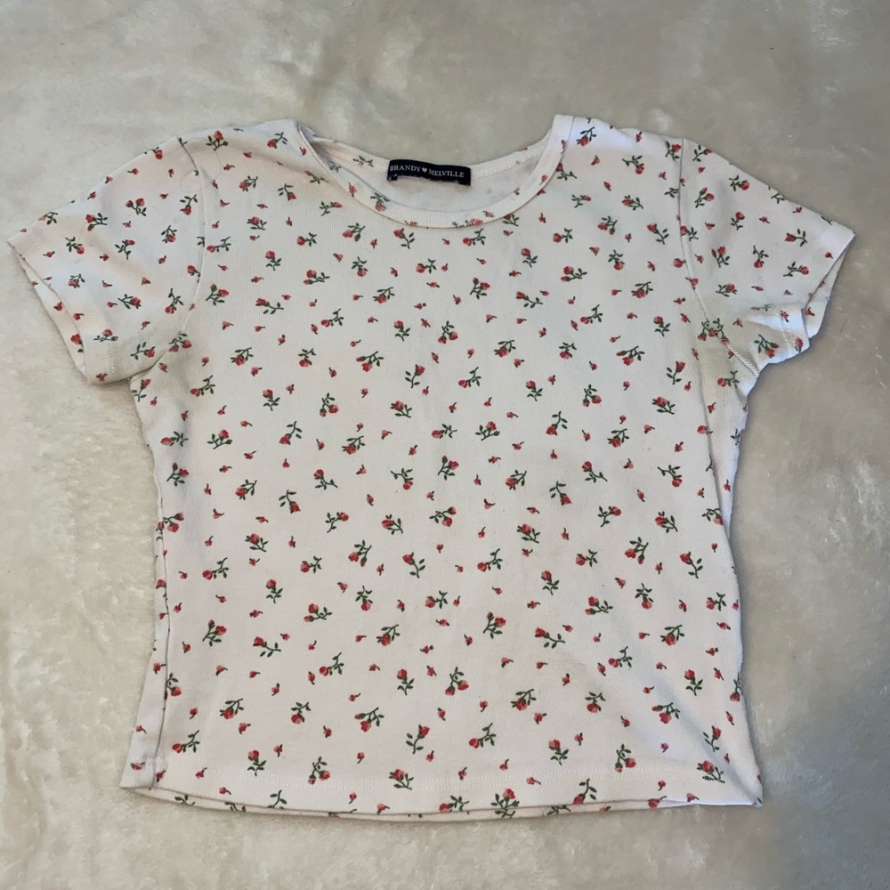Brandy Melville Floral Baby Tee Shirt